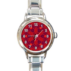 Red Rose Round Italian Charm Watch by LW323