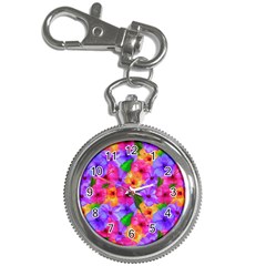 Watercolor Flowers  Multi-colored Bright Flowers Key Chain Watches by SychEva