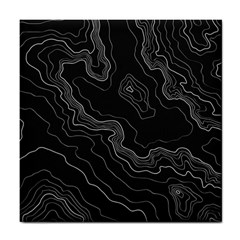 Black Topography Tile Coaster by goljakoff