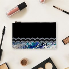 Blue Ocean Minimal Liquid Painting Cosmetic Bag (small) by gloriasanchez