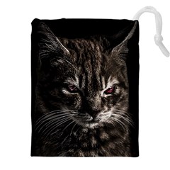 Creepy Kitten Portrait Photo Illustration Drawstring Pouch (5xl) by dflcprintsclothing