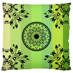 Green Grid Cute Flower Mandala Large Cushion Case (Two Sides) Front