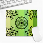 Green Grid Cute Flower Mandala Large Mousepads Front