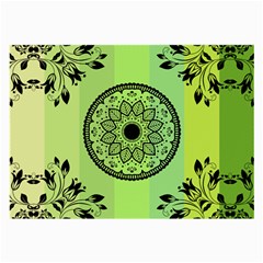 Green Grid Cute Flower Mandala Large Glasses Cloth (2 Sides) by Magicworlddreamarts1