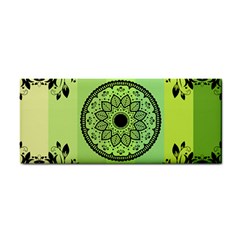 Green Grid Cute Flower Mandala Hand Towel by Magicworlddreamarts1