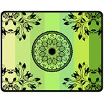 Green Grid Cute Flower Mandala Double Sided Fleece Blanket (Medium)  58.8 x47.4  Blanket Front