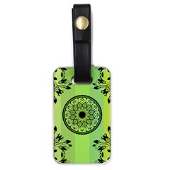 Green Grid Cute Flower Mandala Luggage Tag (one Side) by Magicworlddreamarts1