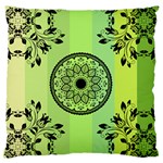 Green Grid Cute Flower Mandala Large Flano Cushion Case (Two Sides) Front