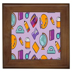 Back To School And Schools Out Kids Pattern Framed Tile by DinzDas