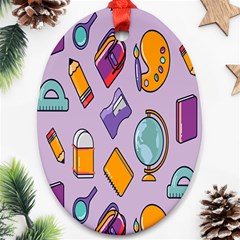 Back To School And Schools Out Kids Pattern Ornament (oval) by DinzDas