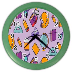 Back To School And Schools Out Kids Pattern Color Wall Clock by DinzDas