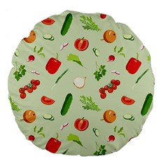 Seamless Pattern With Vegetables  Delicious Vegetables Large 18  Premium Round Cushions by SychEva