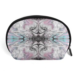 Pink On Grey Arabesque Accessory Pouch (large) by kaleidomarblingart