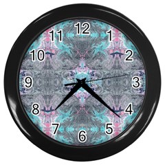 Turquoise Pink Module  Wall Clock (black) by kaleidomarblingart