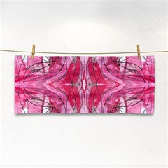 Magenta Marbling Symmetry Hand Towel by kaleidomarblingart