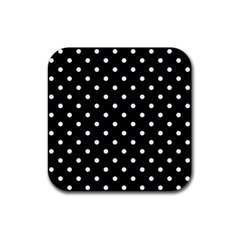 1950 Black White Dots Rubber Coaster (square)  by SomethingForEveryone