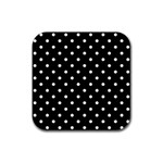 1950 Black White Dots Rubber Coaster (Square)  Front