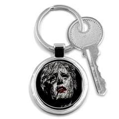 Creepy Head Sculpture Artwork Key Chain (round) by dflcprintsclothing