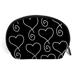 White Outlined Hearts Accessory Pouch (large) by SomethingForEveryone