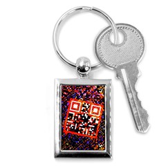 Root Humanity Bar And Qr Code In Flash Orange And Purple Key Chain (rectangle) by WetdryvacsLair