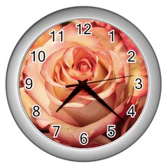 Roses-flowers-rose-bloom-petals Wall Clock (silver) by Sapixe