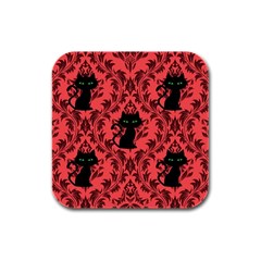 Cat Pattern Rubber Square Coaster (4 Pack)  by NerdySparkleGoth