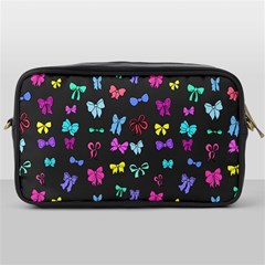 Bows On Black Toiletries Bag (one Side) by Daria3107