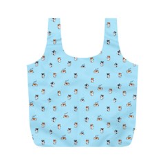 Cute Kawaii Dogs Pattern At Sky Blue Full Print Recycle Bag (m) by Casemiro