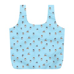 Cute Kawaii Dogs Pattern At Sky Blue Full Print Recycle Bag (l) by Casemiro