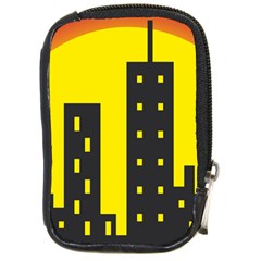 Skyline-city-building-sunset Compact Camera Leather Case by Sudhe