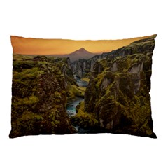 Landscape-cannon-river-mountain Pillow Case (two Sides) by Sudhe