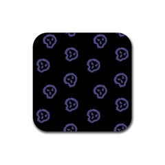 Purple Skulls On Dark Background Rubber Coaster (square)  by SychEva