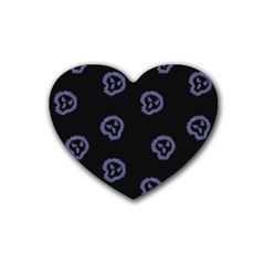 Purple Skulls On Dark Background Rubber Coaster (heart)  by SychEva