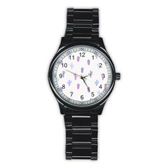 Purple And Blue Cacti Stainless Steel Round Watch by SychEva