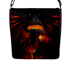 Dragon Fire Fantasy Art Flap Closure Messenger Bag (l) by Sudhe