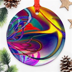 Colorful Rainbow Modern Paint Pattern 13 Ornament (round) by DinkovaArt