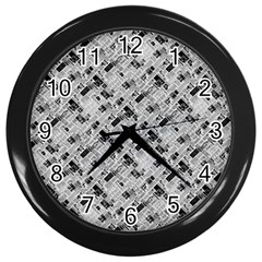 8 Bit Newspaper Pattern, Gazette Collage Black And White Wall Clock (black) by Casemiro