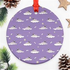 Cheerful Pugs Lie In The Clouds Ornament (round) by SychEva