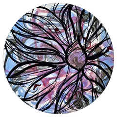 Mixed Media Petals Round Trivet by kaleidomarblingart