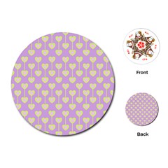 Yellow Hearts On A Light Purple Background Playing Cards Single Design (round) by SychEva