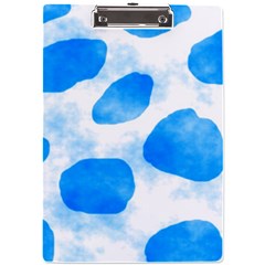 Cloudy Watercolor, Blue Cow Spots, Animal Fur Print A4 Clipboard by Casemiro