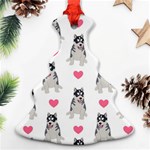 Little Husky With Hearts Christmas Tree Ornament (Two Sides) Front