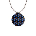 Blue Tigers 1  Button Necklace Front