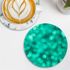 Light Reflections Abstract No9 Turquoise Uv Print Round Tile Coaster by DimitriosArt