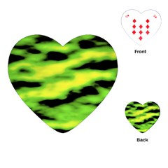 Green  Waves Abstract Series No12 Playing Cards Single Design (heart) by DimitriosArt