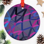 3d Lovely Geo Lines Round Ornament (Two Sides) Back