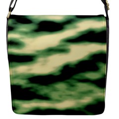 Green  Waves Abstract Series No14 Flap Closure Messenger Bag (s) by DimitriosArt