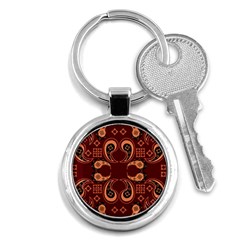 Floral Pattern Paisley Style Paisley Print  Doodle Background Key Chain (round) by Eskimos