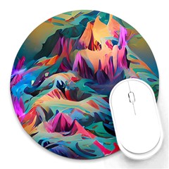 Colorful Mountains Round Mousepads by Dazzleway