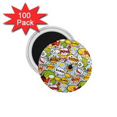 Comic Pow Bamm Boom Poof Wtf Pattern 1 1 75  Magnets (100 Pack)  by EDDArt